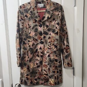 VTG - Elliott Lauren 100% Silk Velvet Tweed Coat - Size 6